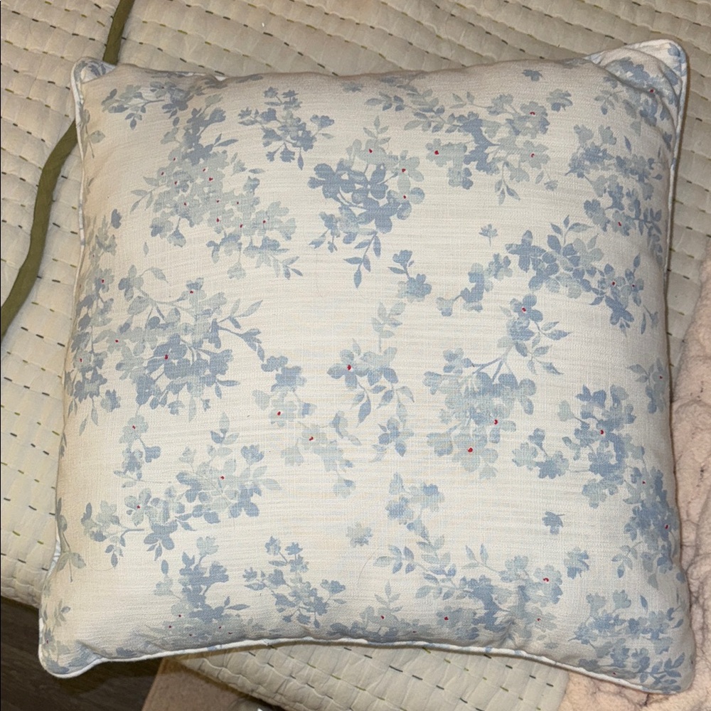 Floral Blue and White Throw Pillow